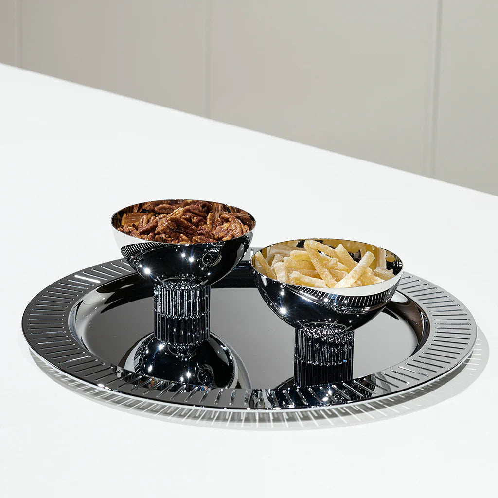 Striations Round Serving Tray