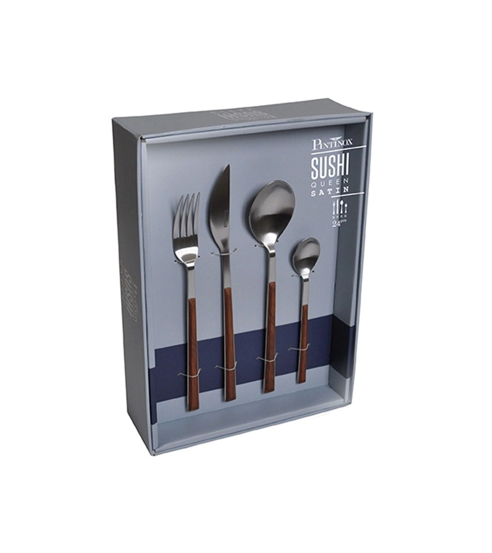 Sushi Queen 24 Stainless Steel and Wood Cutlery Service