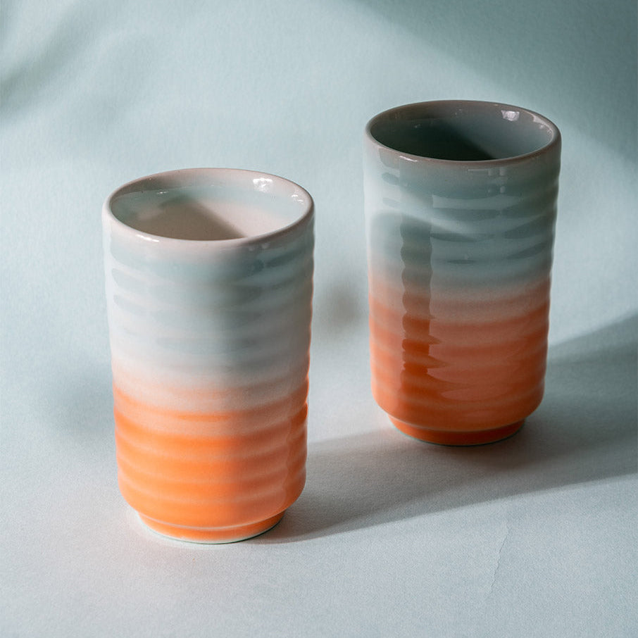 Ombre Ribbed Tumbler, Sky Blue coral | 400 ml