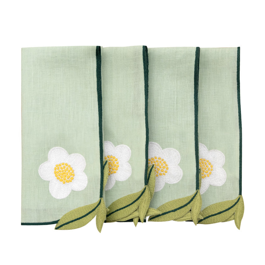 Hand Embroidered Trellis Napkins 18" x 18" (Set of 4)