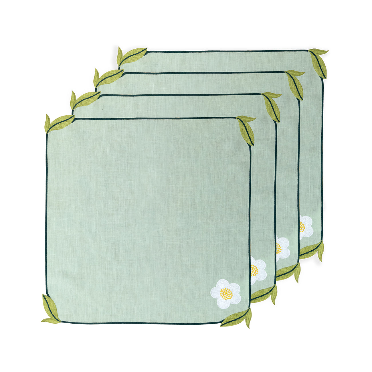 Hand Embroidered Trellis Napkins 18" x 18" (Set of 4)