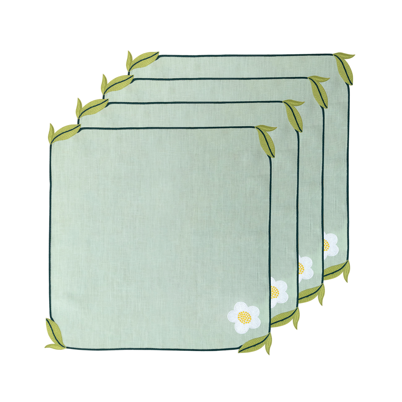 Hand Embroidered Trellis Napkins 18" x 18" (Set of 4)