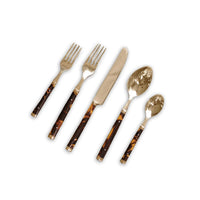 Tortoise Gold Stainless Flatware (Set of 5)