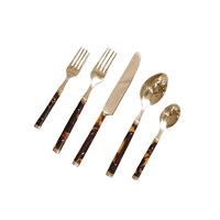 Tortoise Gold Stainless Flatware (Set of 5)