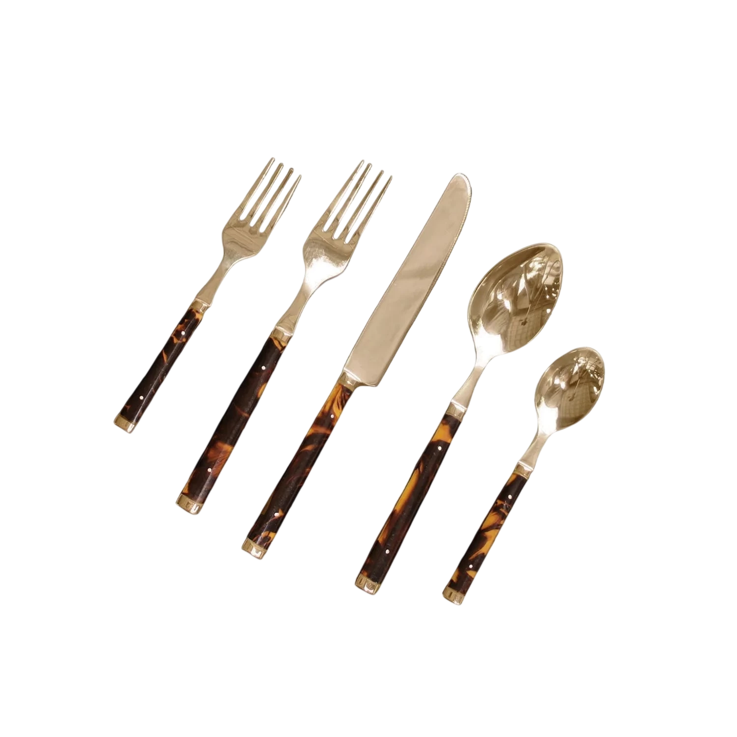 Tortoise Gold Stainless Flatware (Set of 5)
