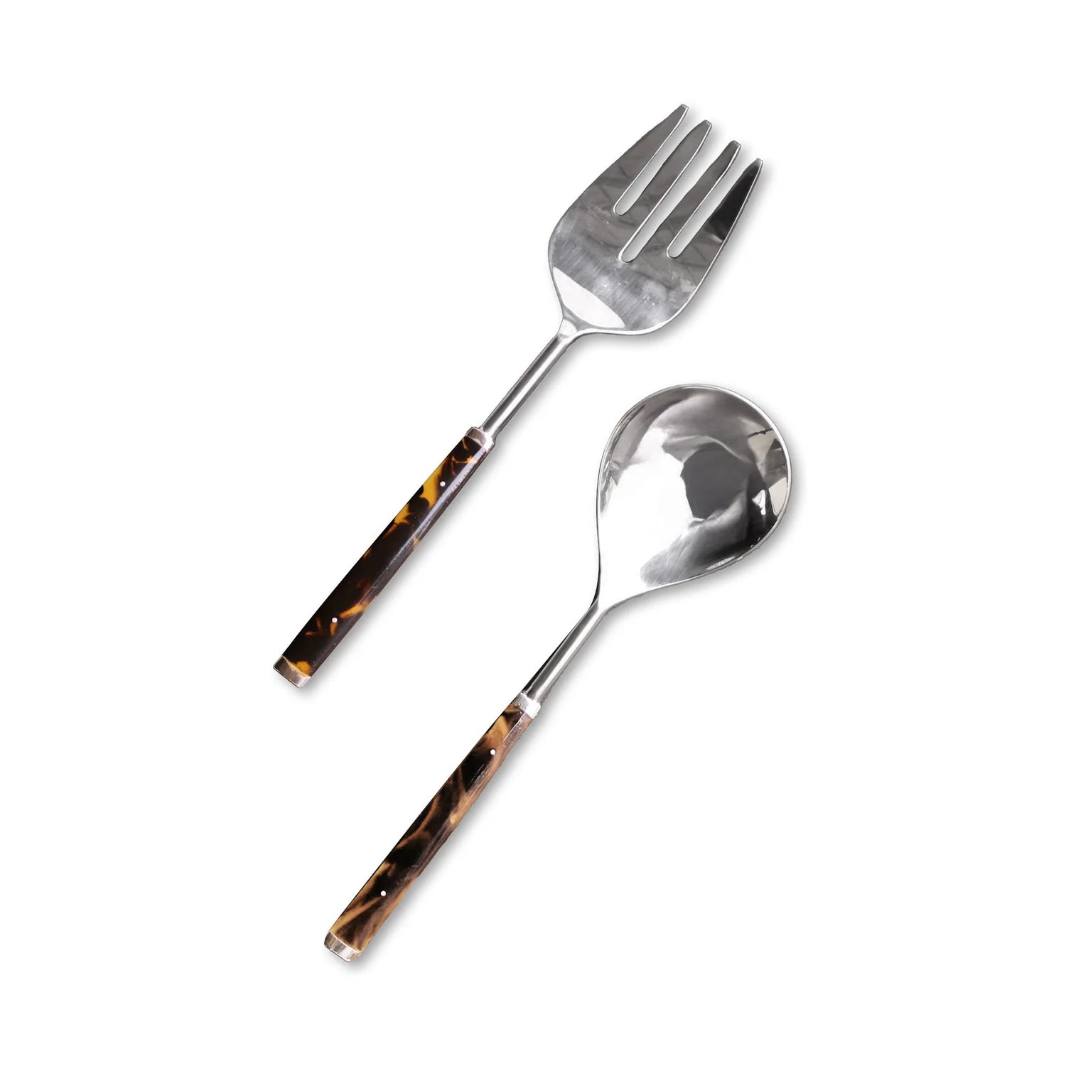 Tortoise and Gold Stainless Salad Servers