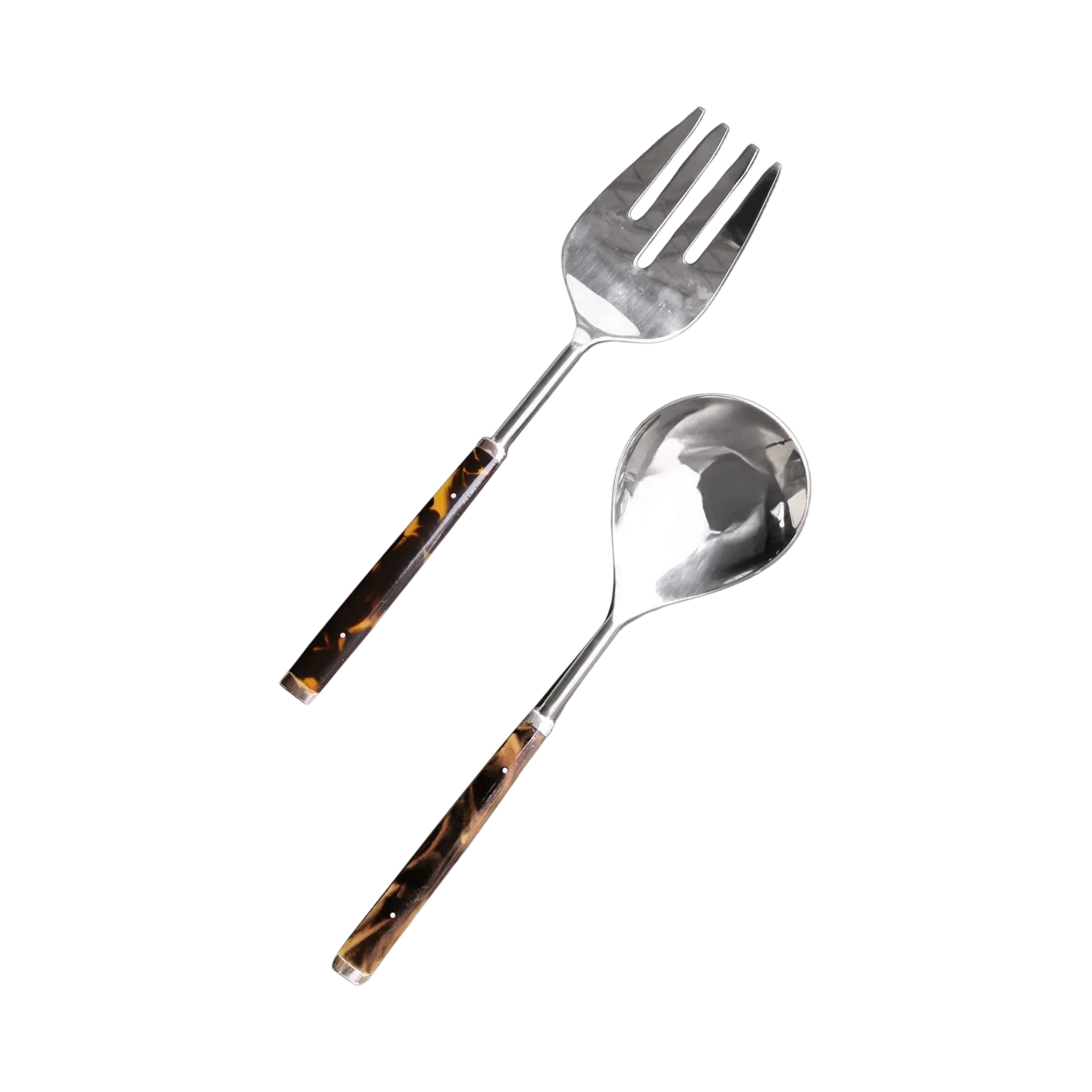 Tortoise and Gold Stainless Salad Servers