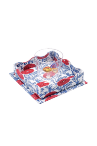 Trinket Cocktail Napkin Tray in Araminta Blockprint