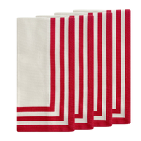 Triple Stripe Red Dinner Napkins