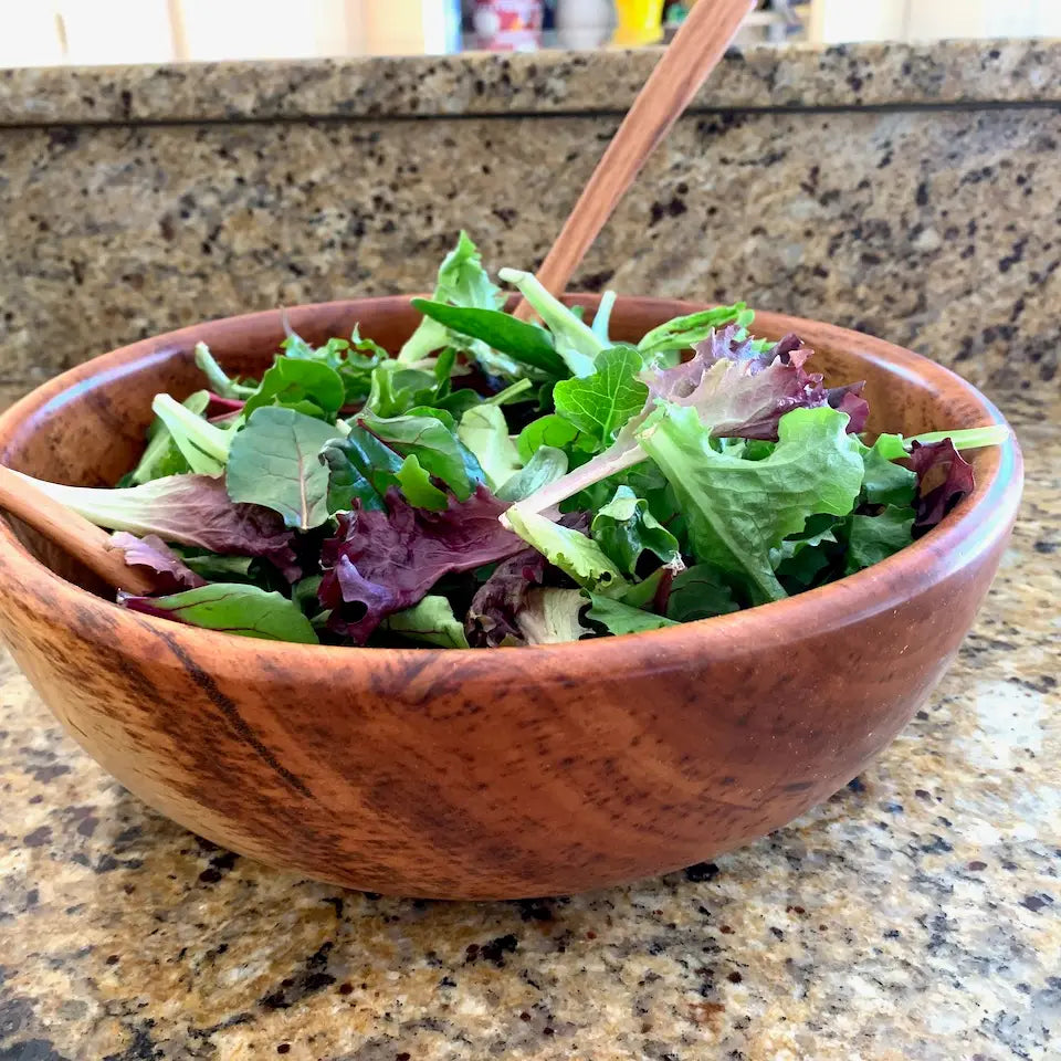 Tropical Hardwood Salad Bowl & Serving Set