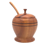 Tropical Hardwood Sugar Bowl with Lid and Spoon