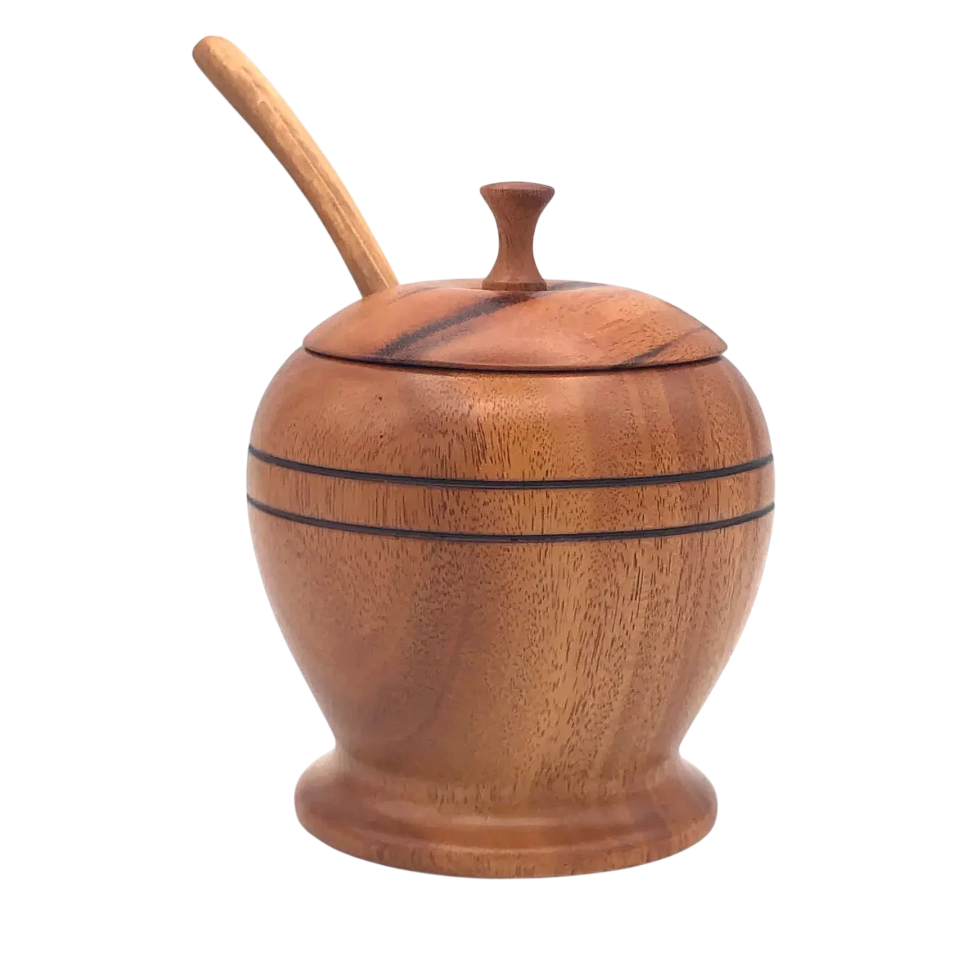 Tropical Hardwood Sugar Bowl with Lid and Spoon