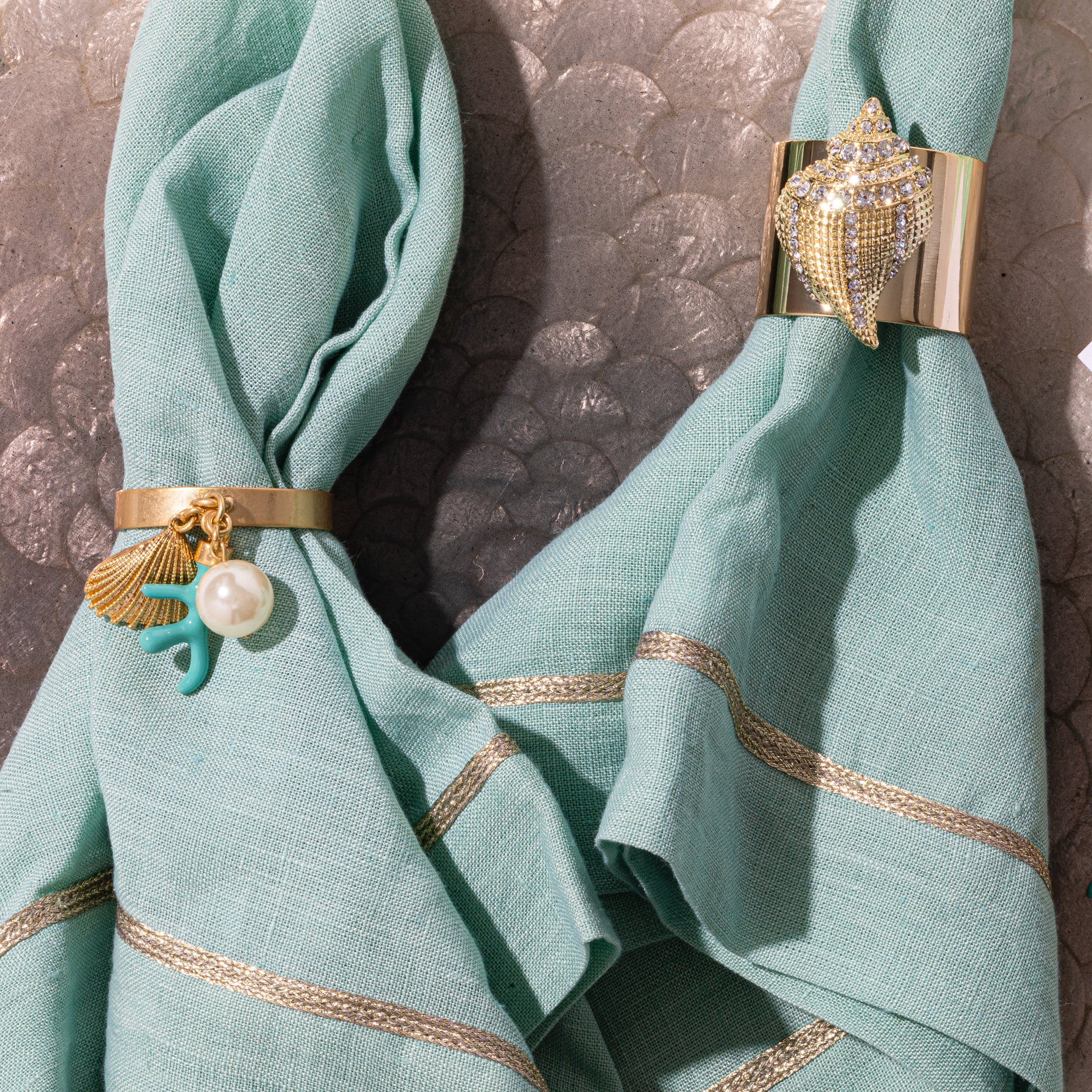Sparkle Shell Napkin Rings (Set of Two)