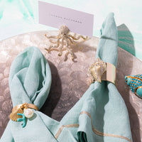 Gold Trim Dinner Napkins - Seafoam (Set of 2)