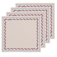 Hand Embroidered Ripple Stitch Napkins 18" x 18" (Set of 4)