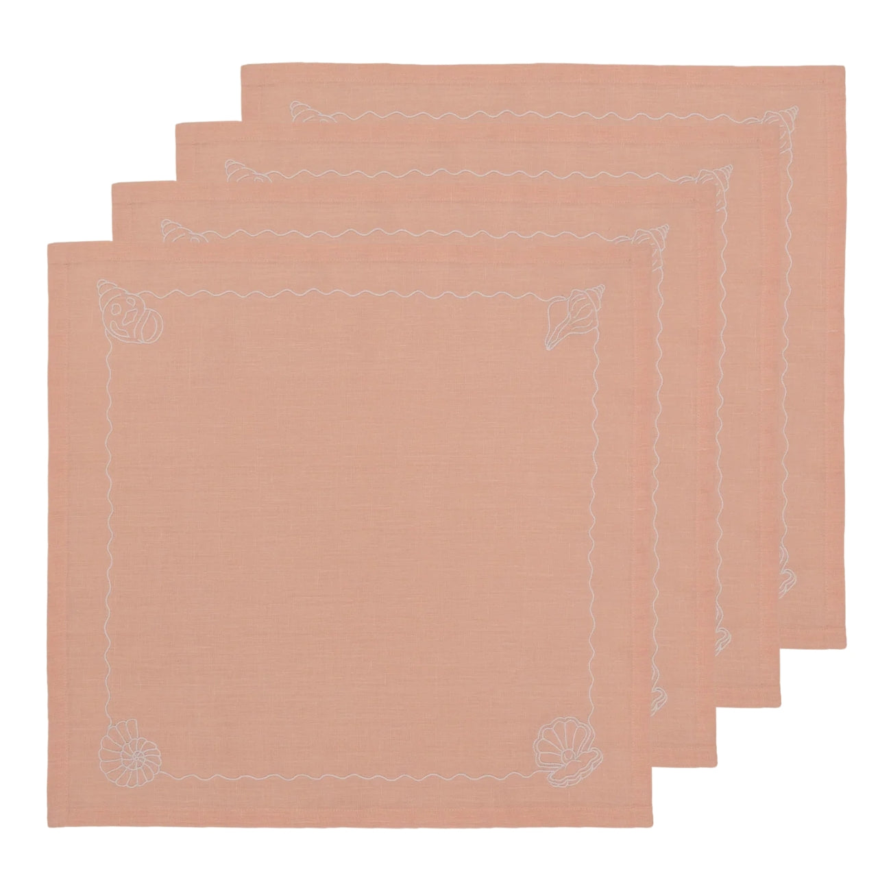 Hand Embroidered Marine Life Napkins 18" x 18" (Set of 4)
