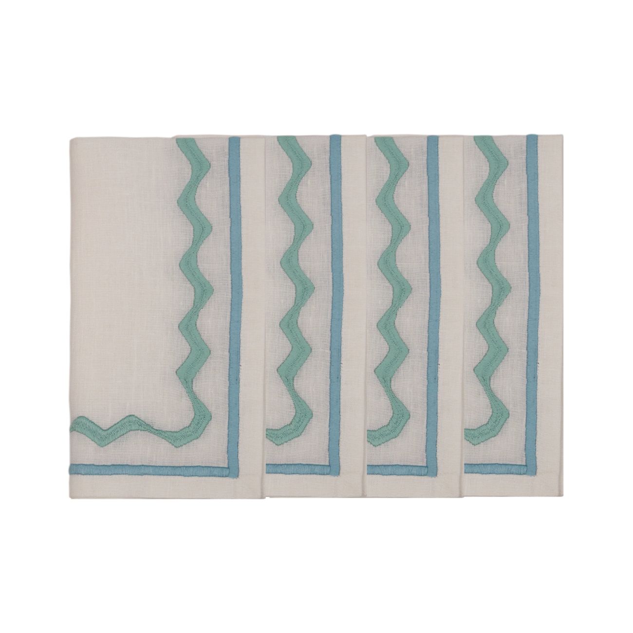 Hand Embroidered Ripple Stitch Napkins 18" x 18" (Set of 4)