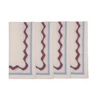 Hand Embroidered Ripple Stitch Napkins 18" x 18" (Set of 4)