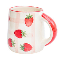Gingham Handpainted Strawberry Mug (Set of 2)