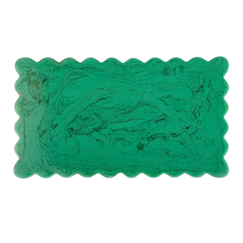 Hand-Poured Resin Scallop Rectangle Cheese Board - Green
