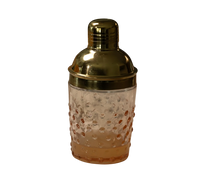 Pink + Gold Glass Hobnail Cocktail Shaker