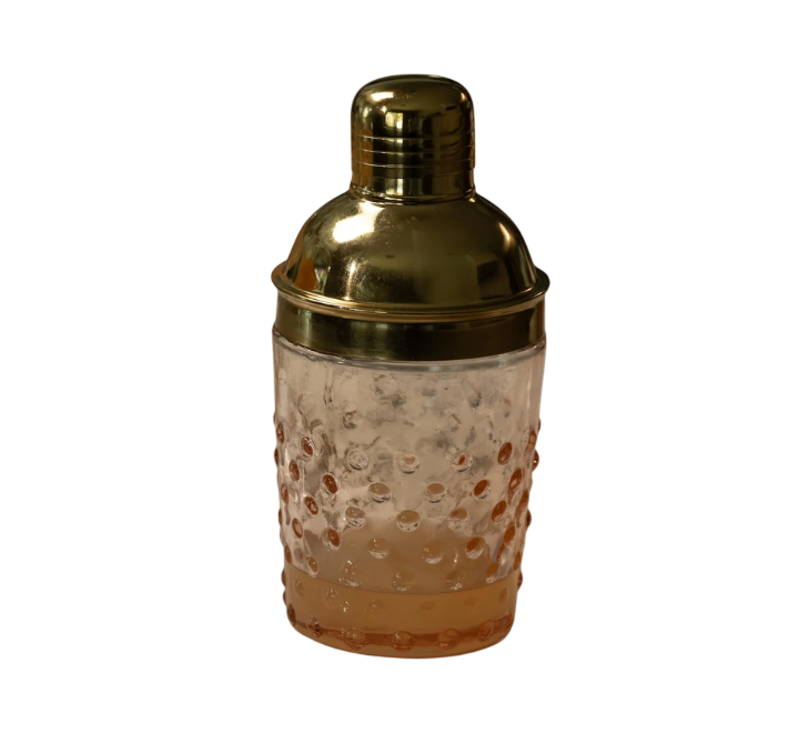 Pink + Gold Glass Hobnail Cocktail Shaker