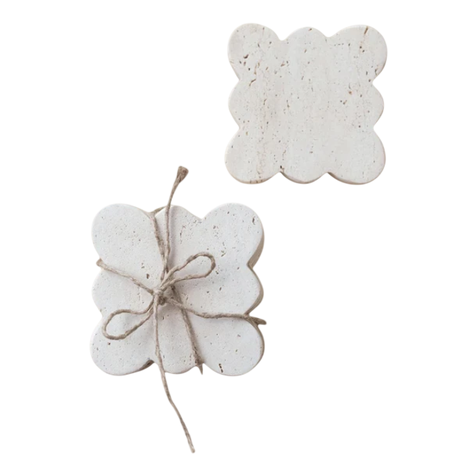Scalloped Travertine Coasters, Set of 4