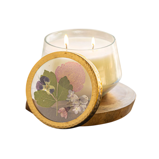 Signature Pressed Floral Candle - Blushing Rosewood