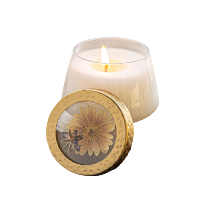Petite Pressed Floral Candle - Vanilla Rain