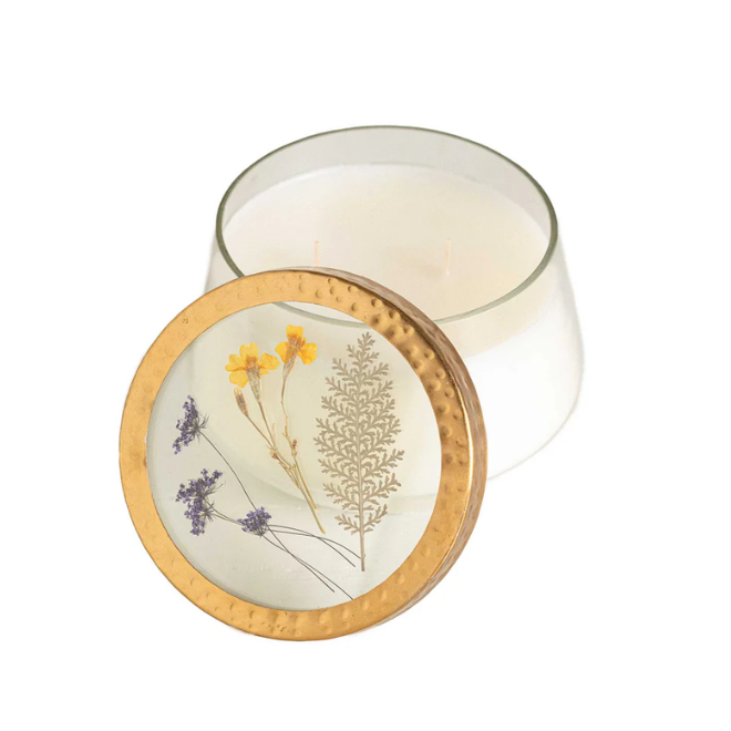 Roman Lavender Large Pressed Floral Candle
