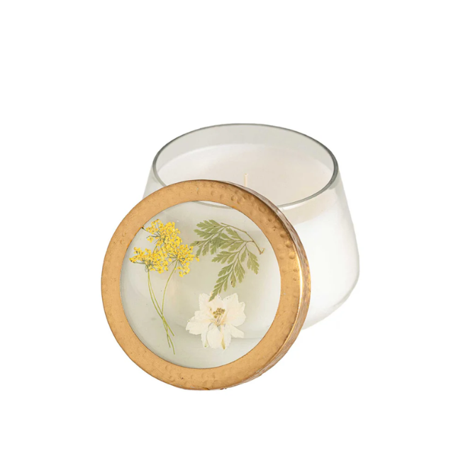 Honey Tobacco Medium Pressed Floral Candle