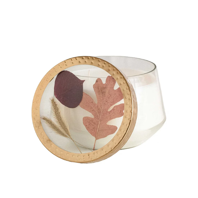 Harvest Pumpkin Large Pressed Floral Candle