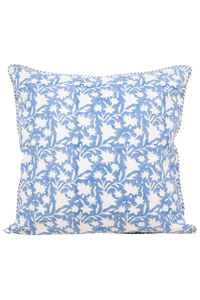 Les Fleurs Blockprint Reversible Pillow in Periwinkle Blue