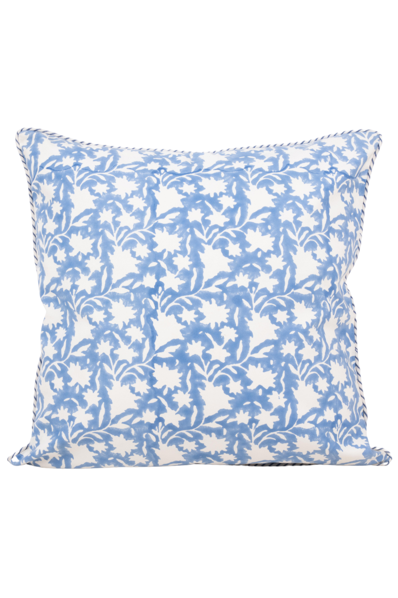 Les Fleurs Blockprint Reversible Pillow in Periwinkle Blue