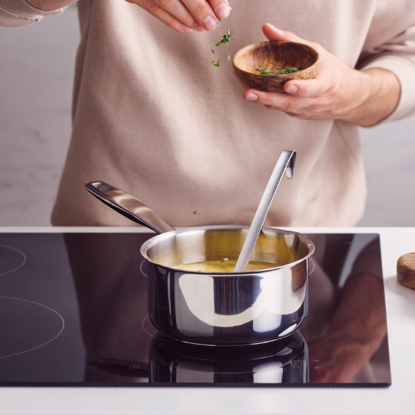Maestro 1.7 Qt. Tri-Ply Stainless Steel Saucepan with Lid