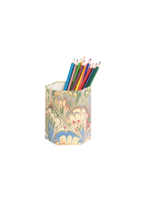 Hand-Marbled Pencil Holder Organizer in Multicolor