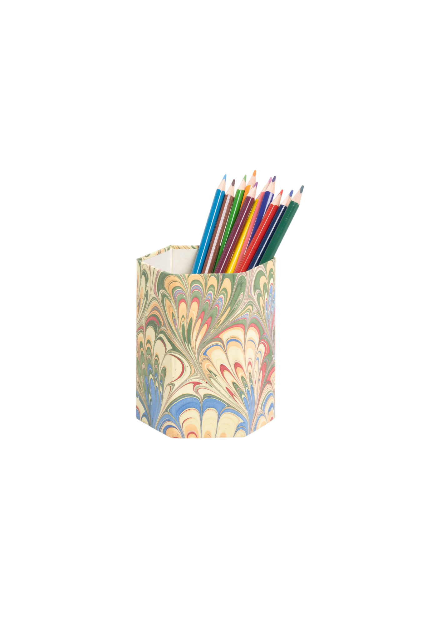 Hand-Marbled Pencil Holder Organizer in Multicolor