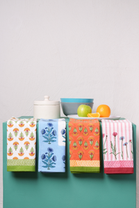 Orange Buti Blockprint Dish Towel