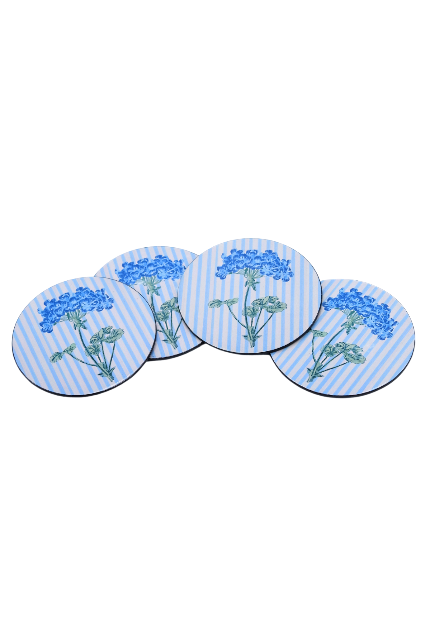 Blue Hydrangea Lacquerware Coasters, Set of 4