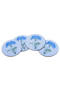 Blue Hydrangea Lacquerware Coasters, Set of 4