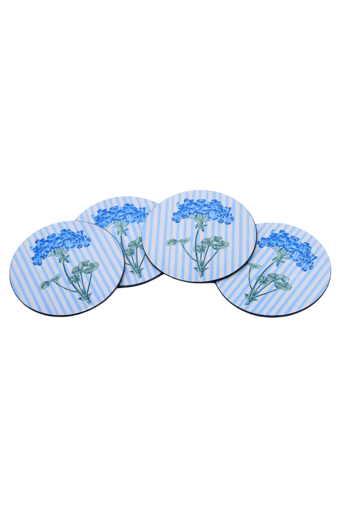 Blue Hydrangea Lacquerware Coasters, Set of 4