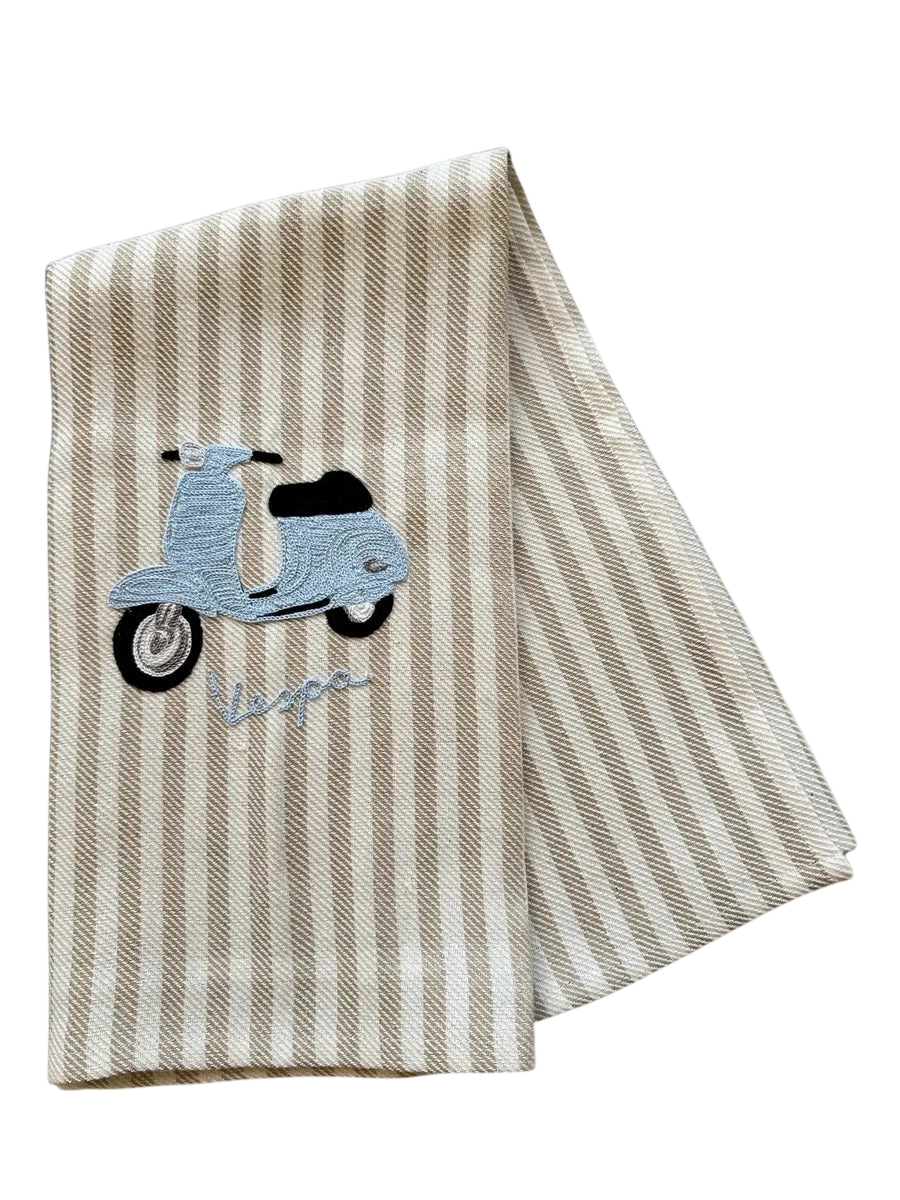 Embroidered Kitchen Towel - Vespa