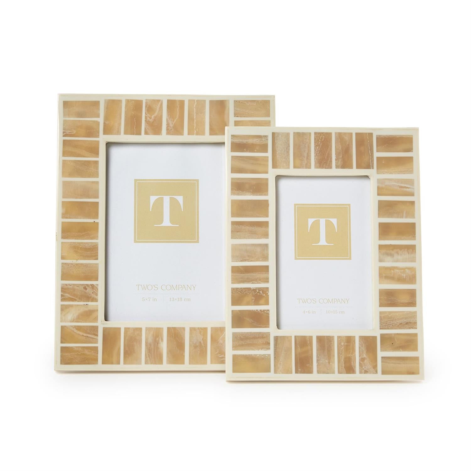 Alabaster Styled Inlaid Photo Frames (Set of 2)