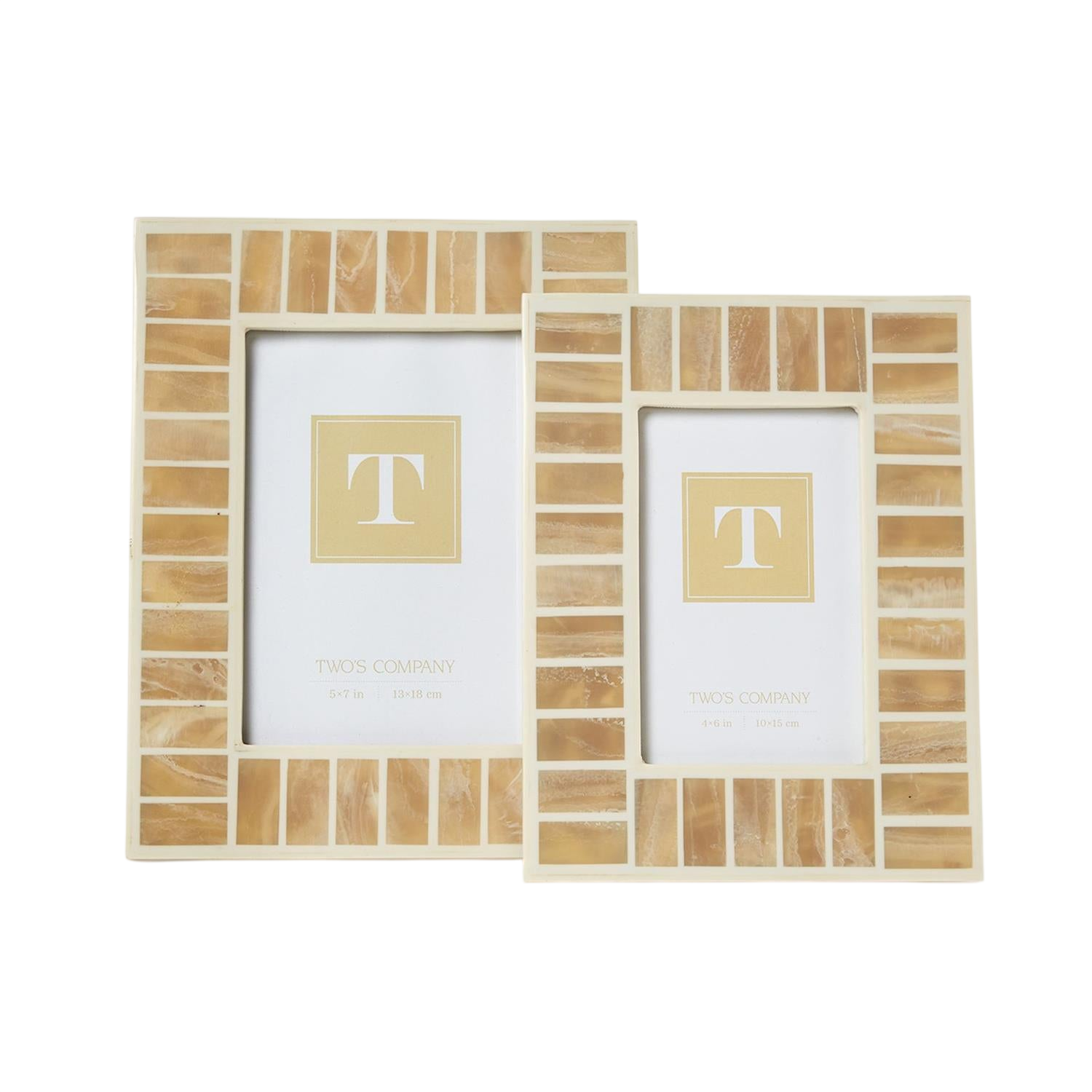 Alabaster Styled Inlaid Photo Frames (Set of 2)