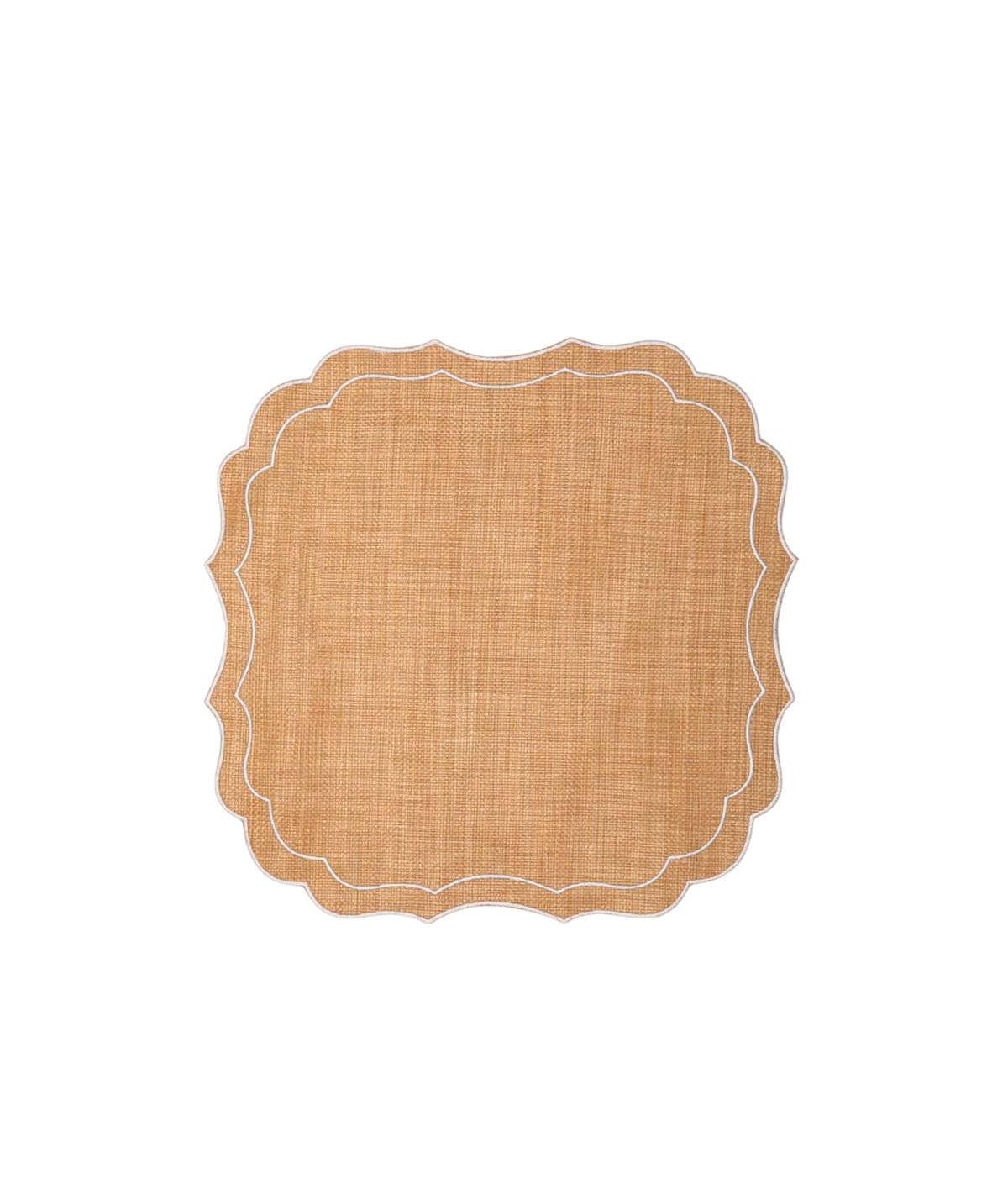 Scalloped Raffia Placemats, White