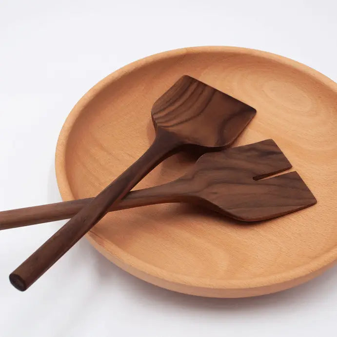 JBrody Walnut Wood Salad Servers