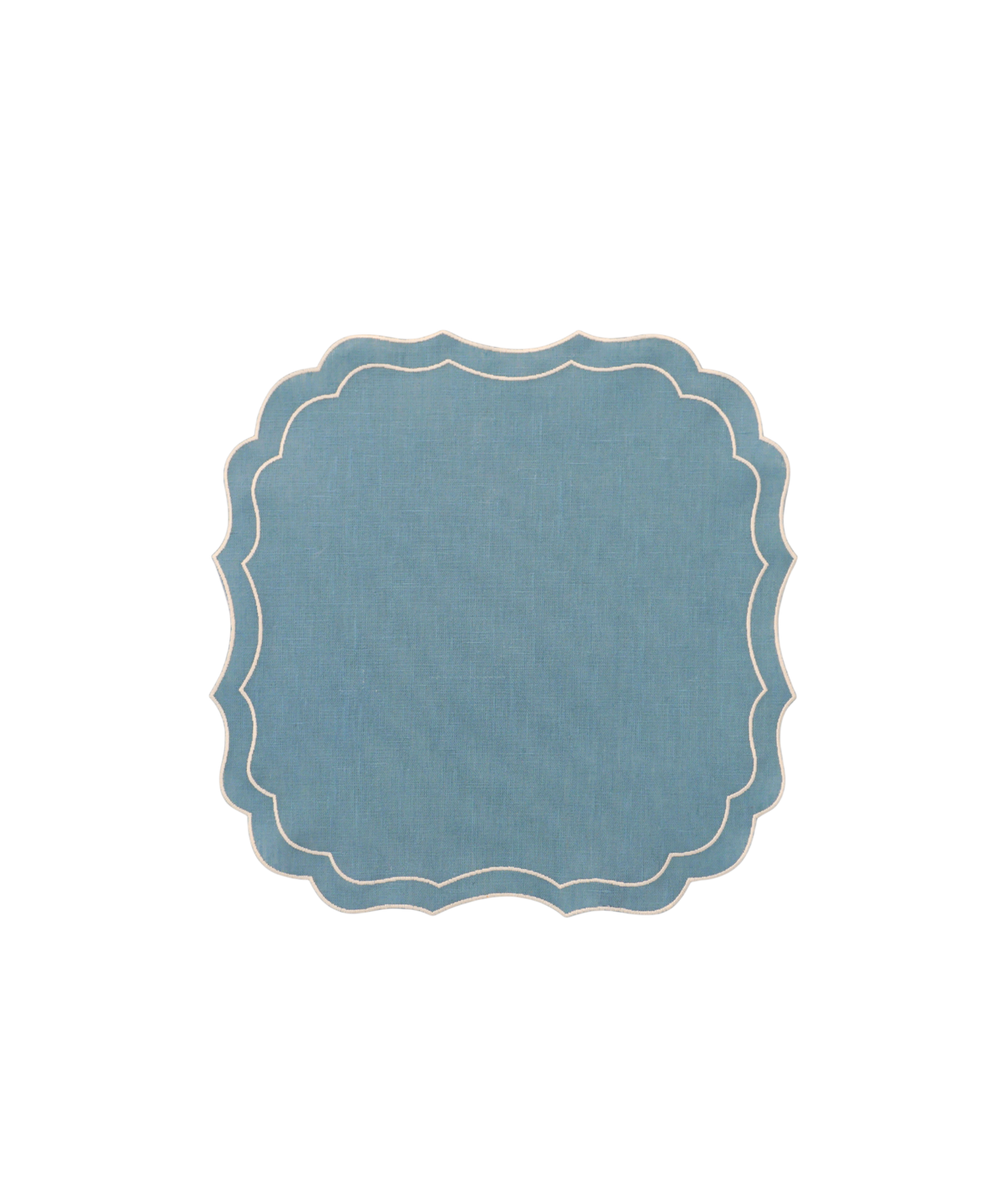 Scalloped Linen Placemats, Solesmes / Ivory