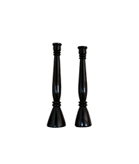 Roma Lacquered Candle Holder Set, Black