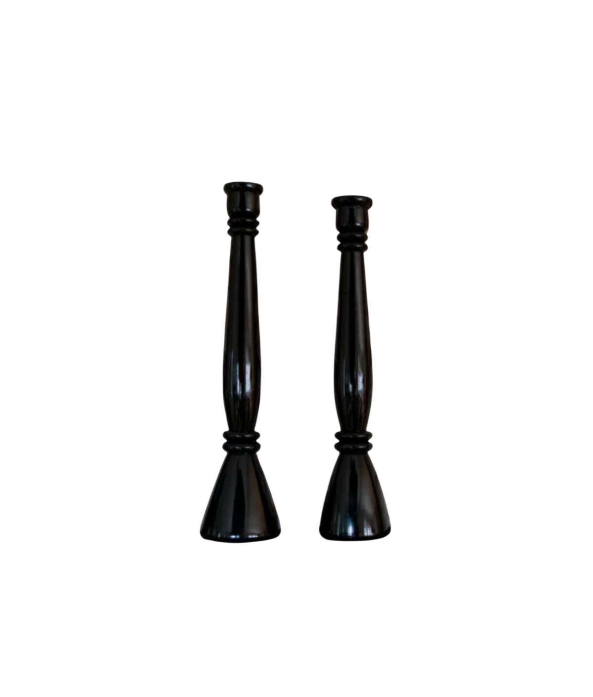Roma Lacquered Candle Holder Set, Black