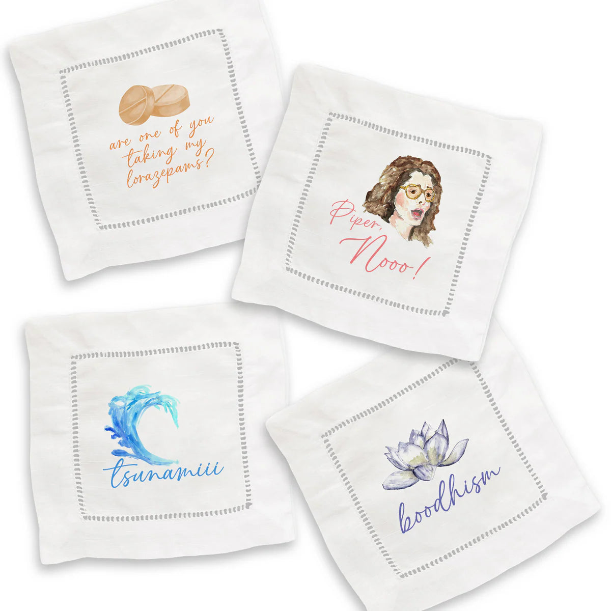 White Lotus Cocktail Napkin Set